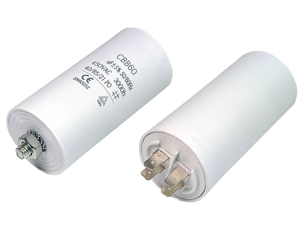 Rozběhový kondenzátor 1.0 uF ( 1uf ) 450V 50/60Hz CBB60, konektory faston 6.3mm, motorový běhový kondenzátor