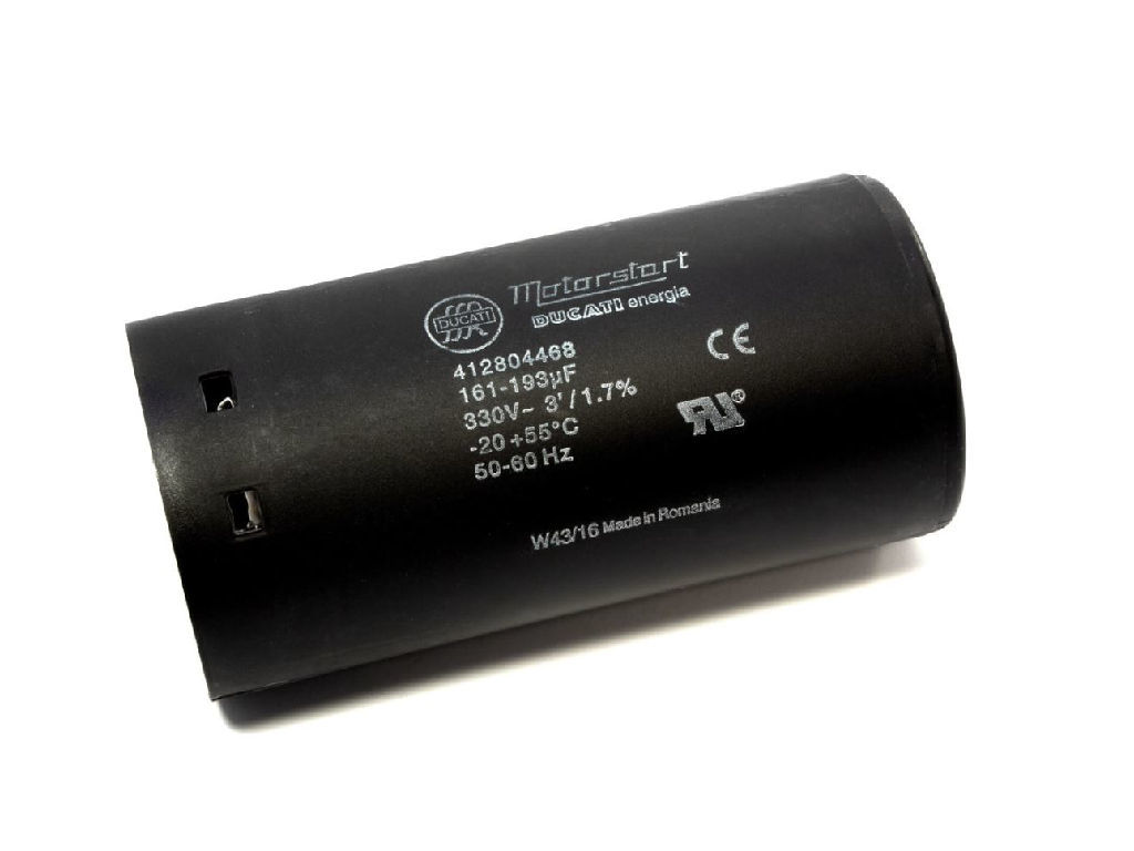 Rozběhový kondenzátor 161 - 193uF / 250V,  konektory, motorový kondenzátor