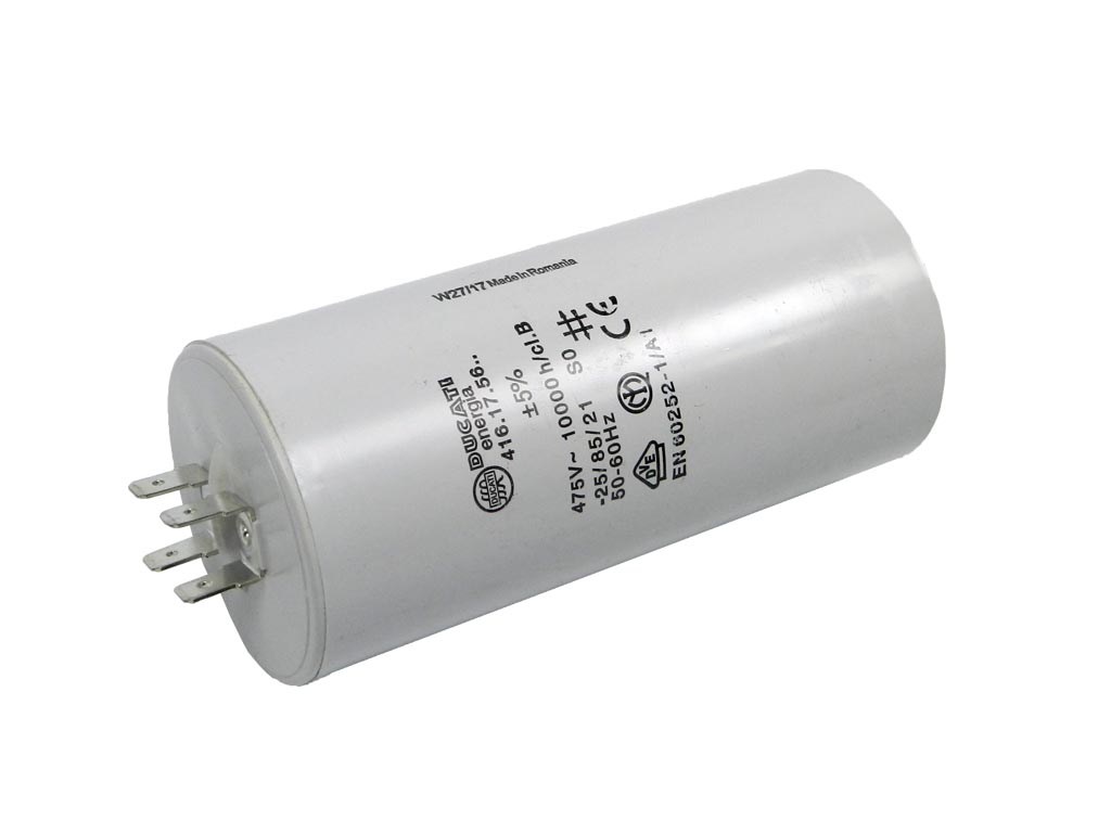 Rozběhový kondenzátor 1uF 400V / 450V TC886DS, konektory, motorový kondenzátor