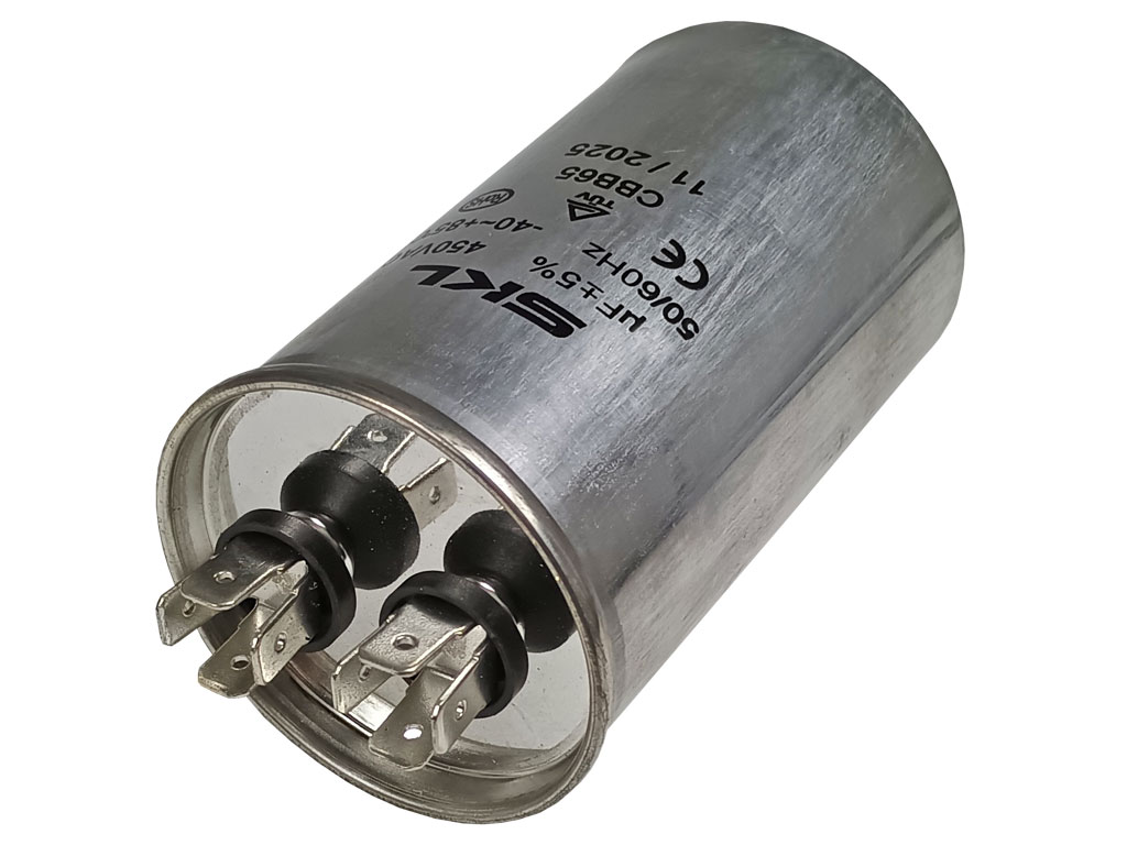 Rozběhový kondenzátor 40.0 uF ( 40,0uf ) 450V 50/60Hz CBB65 SKL, konektory faston 6.3mm, motorový běhový kondenzátor