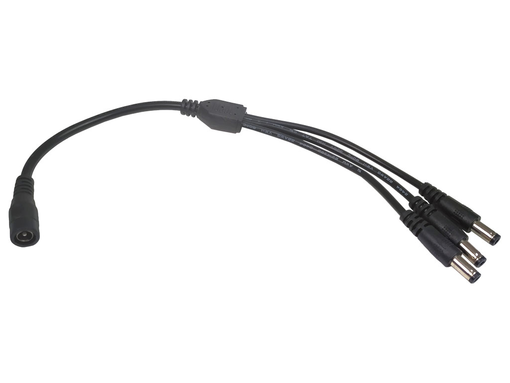 Rozbočovací kabel Y s konektory 5.5 x 2.1mm, 1x zásuvka + 3x zástčka