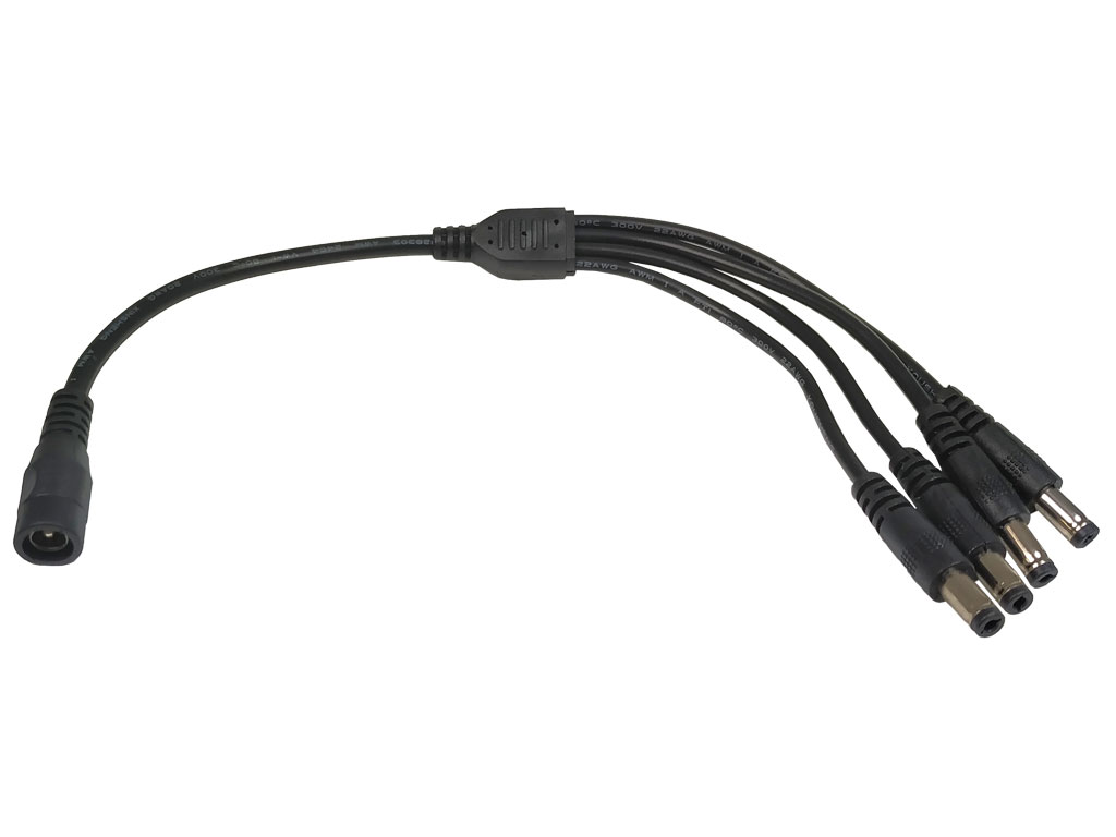 Rozbočovací kabel Y s konektory 5.5 x 2.1mm, 1x zásuvka + 4x zástčka