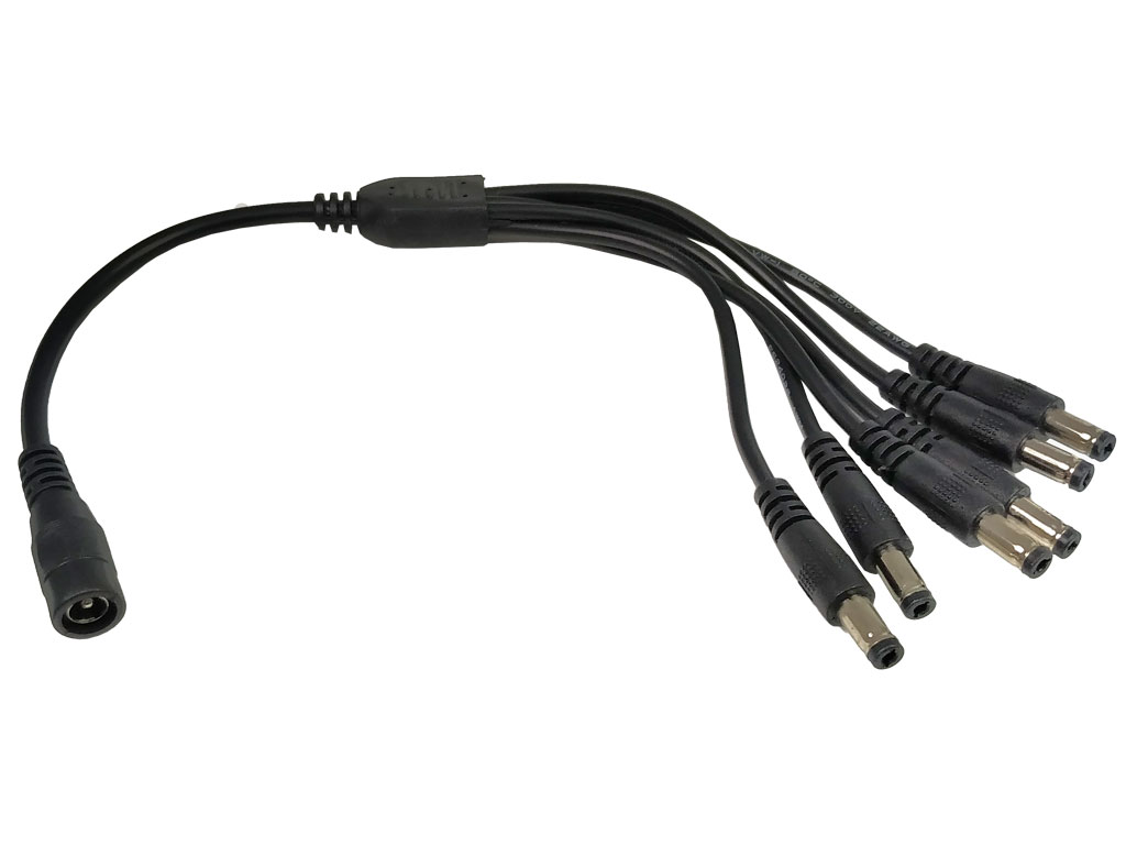 Rozbočovací kabel Y s konektory 5.5 x 2.1mm, 1x zásuvka + 6x zástčka