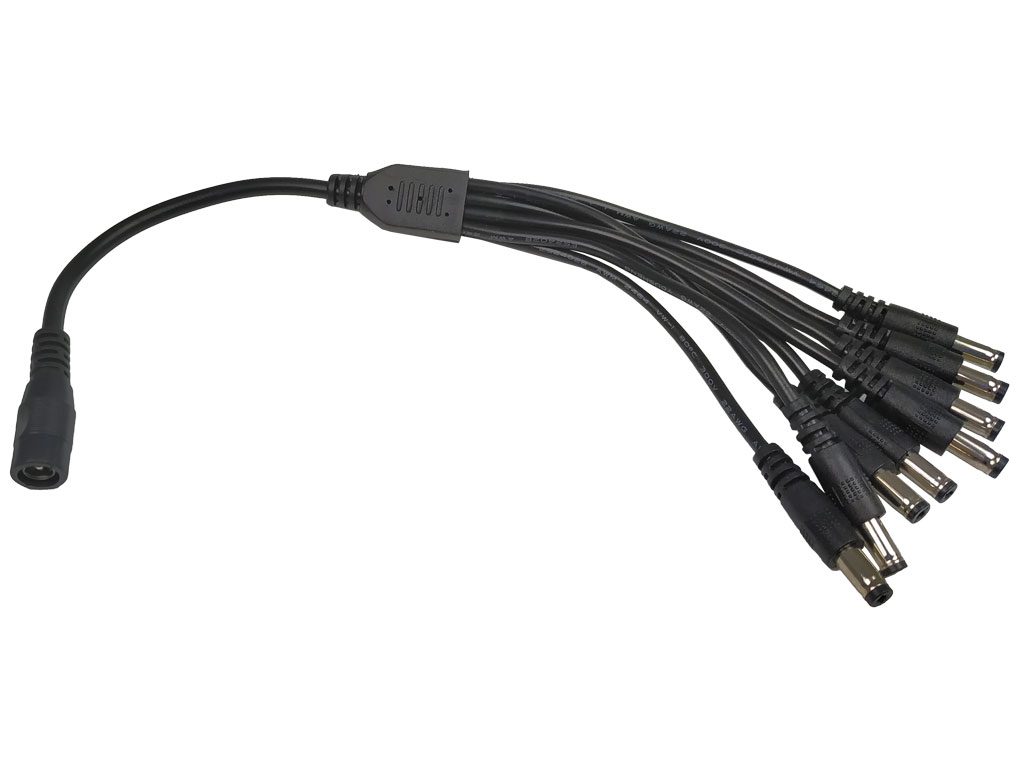 Rozbočovací kabel Y s konektory 5.5 x 2.1mm, 1x zásuvka + 8x zástčka