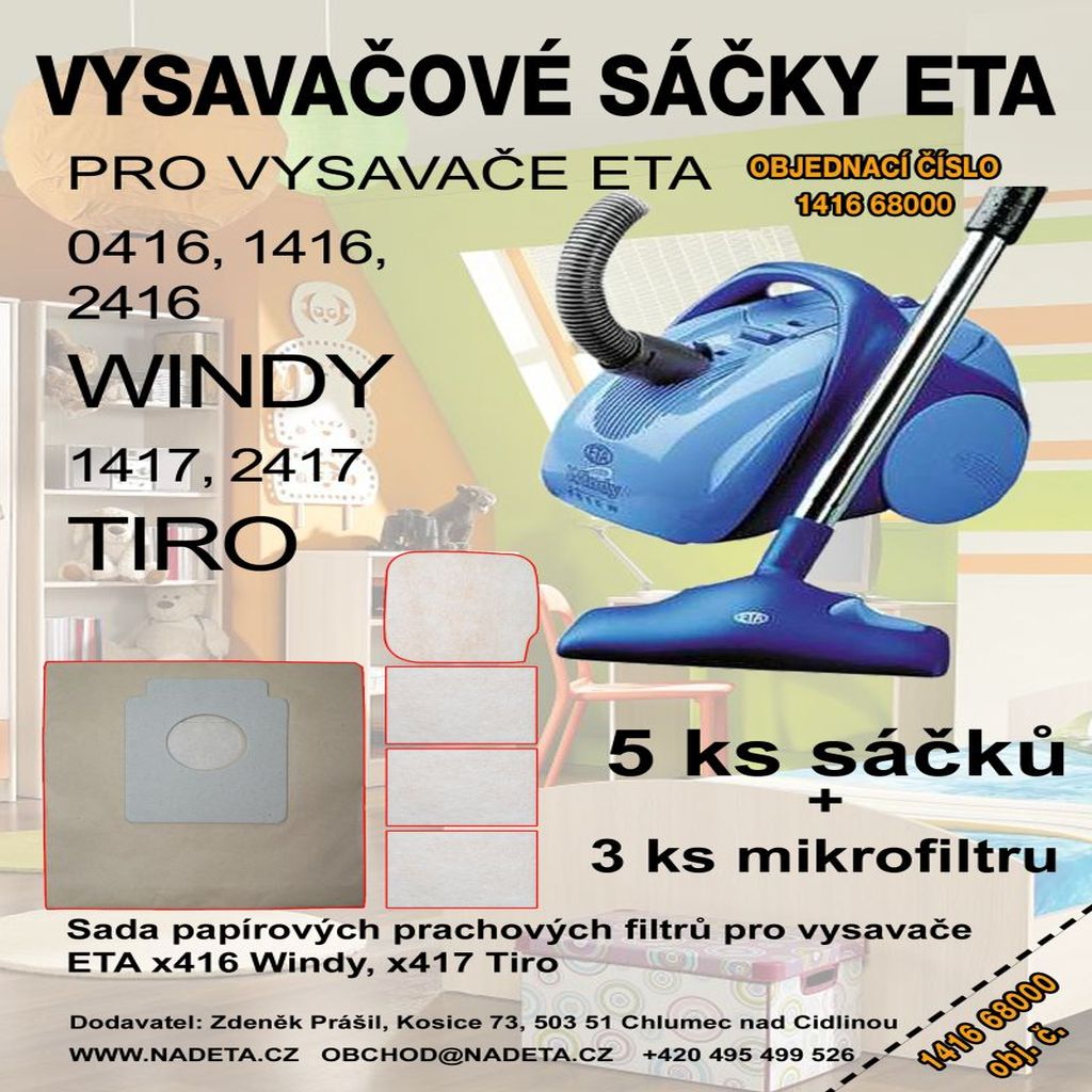 Sáčky do vysavače Eta Tiro, Eta Windy + filtry 5+1 ( ETA 1416 68001 )