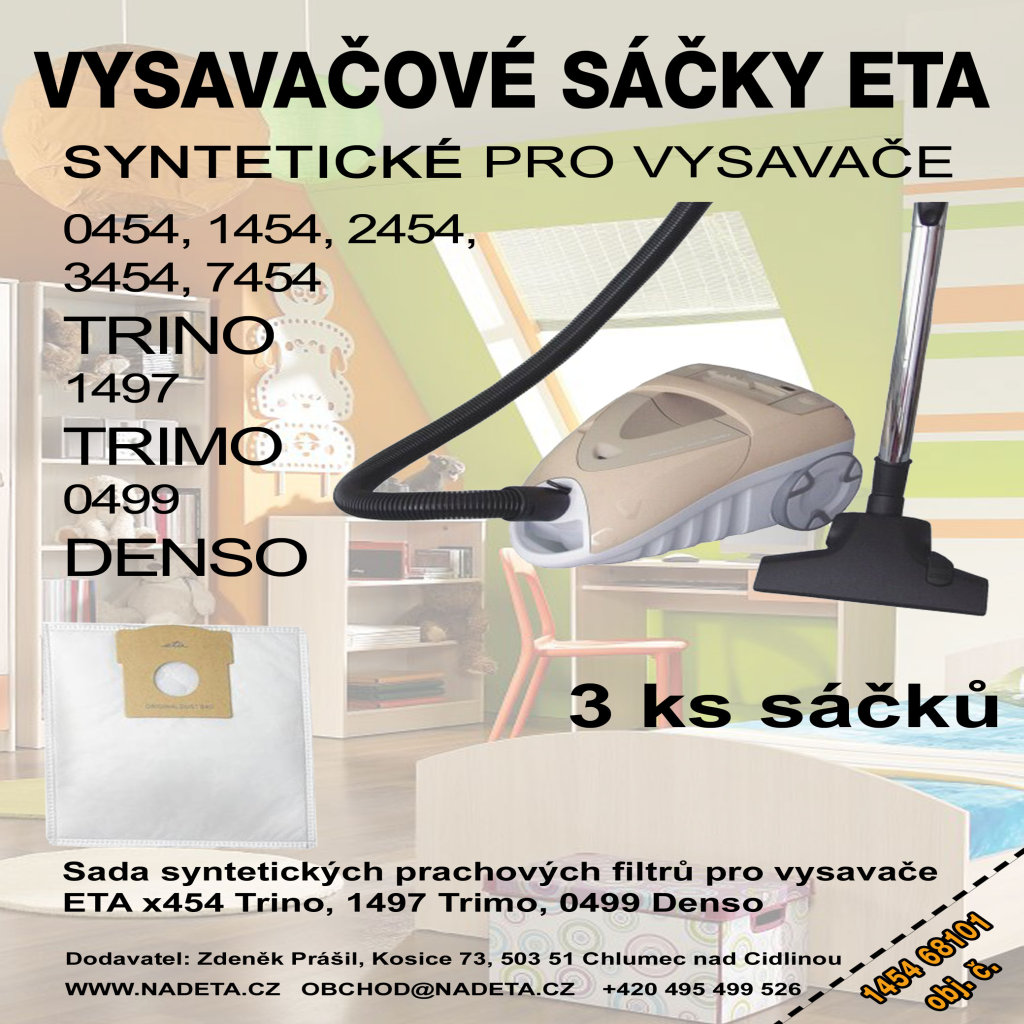 Sáčky do vysavače Eta Trino, syntetické sáčky a filtry 3 ks ( ETA 1454 6 8101 )