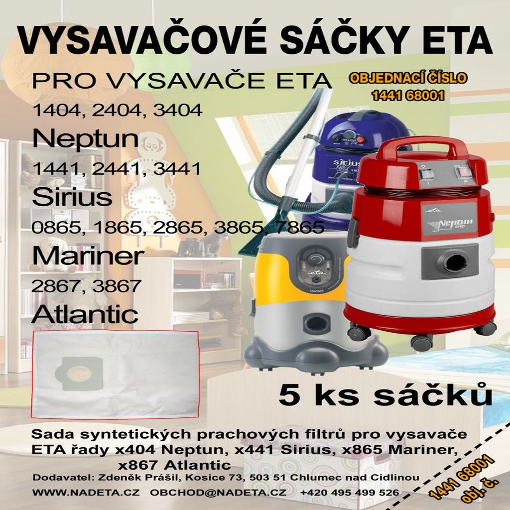 Sáčky vysavače ETA 0441, 1441, 2441, 1404, 2404, 3404, Neptun, Sirius