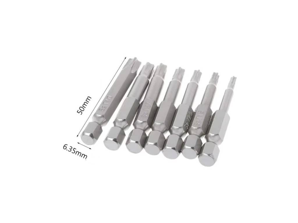 Sada bezpečnostních bitových nástavců Torx-5 S2, T10, T15, T20, T25, T27, T30, T40 