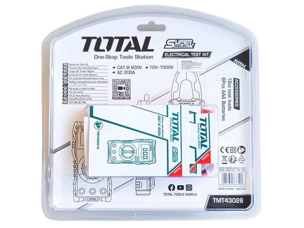 Sada multimetrů Total TMT43028 3 v1 (digitální multimetr + klešťový multimetr + zkoušečka AC napětí)