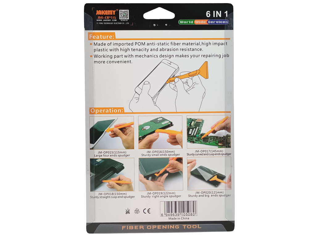 Sada nářadí Jakemy JM-OP16 „6-in-1“ - servisní nářadí pro otevírání dálkových ovladačů, mobilních telefonů, tabletů a notebooků