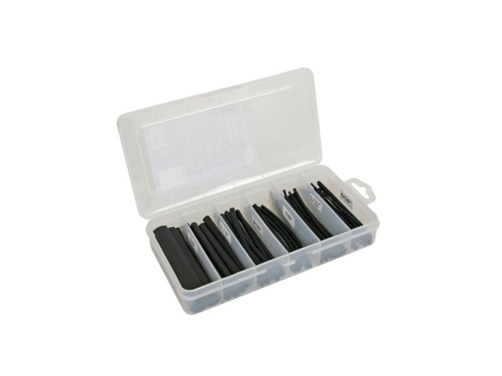 Sada smršťovacích bužírek, černé s lepidlem 85 ks