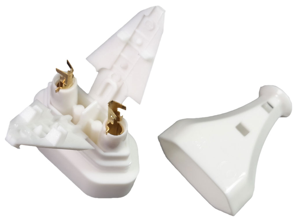 Síťová zásuvka 2pólová na kabel, plochá, 250VAC/2,5A, bílá, GN-11