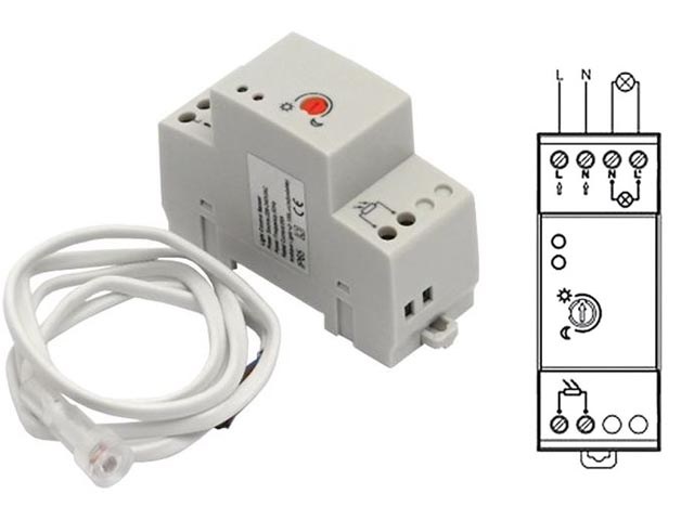 Soumrakový spínač GETI GS3102 na DIN lištu