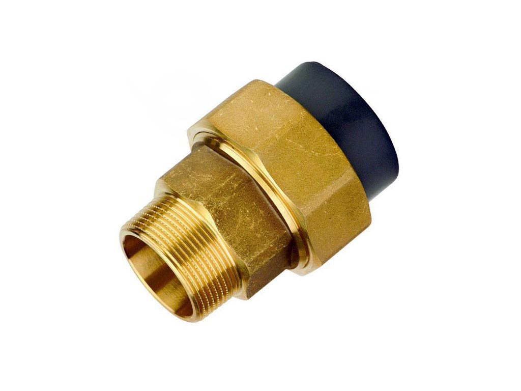 Šroubení PVC lepení / vnější závit mosaz  D 20 x 1/2"