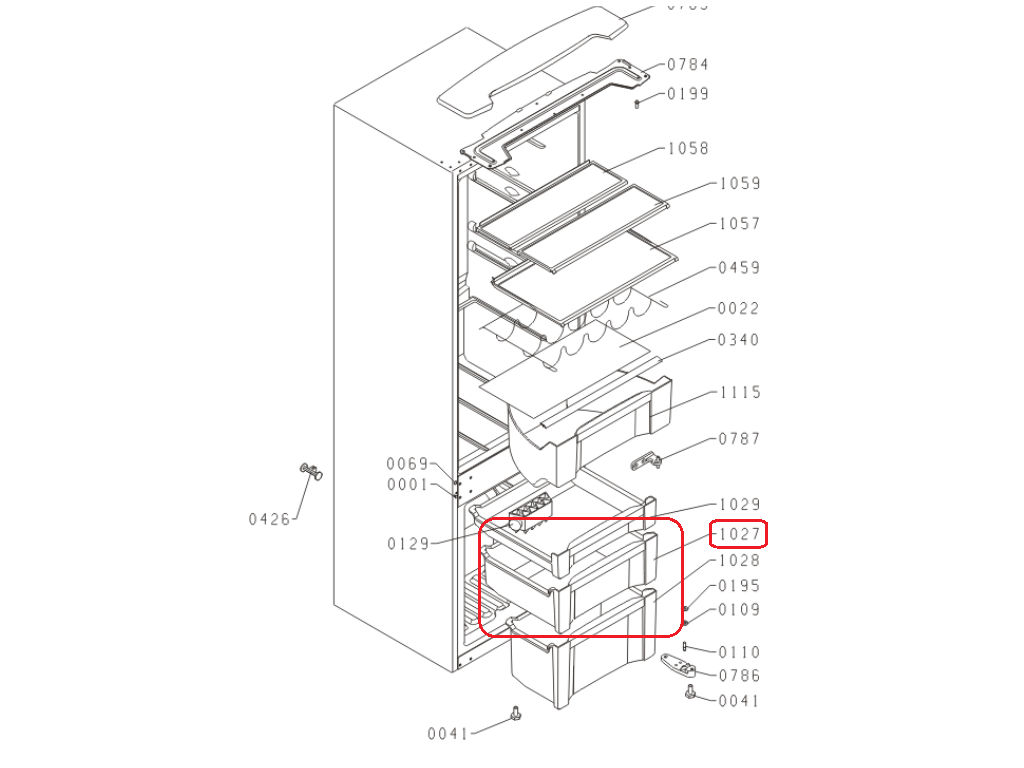 Šuplík mrazáku chladničky, prostřední GORENJE 196695