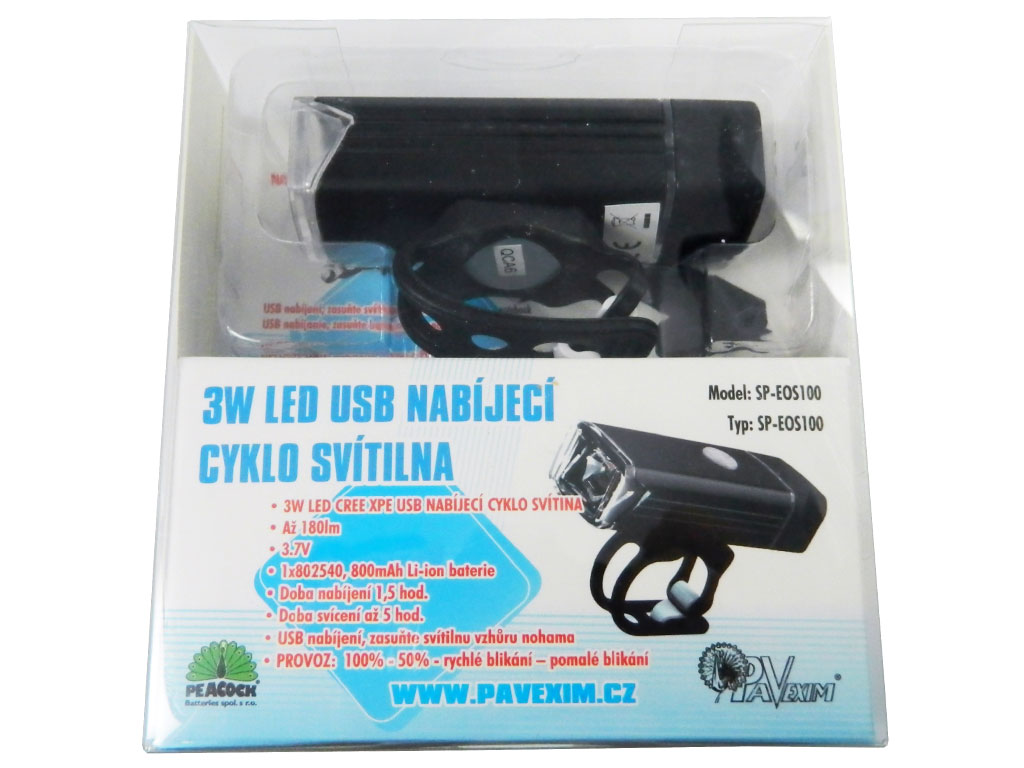 Svítilna na kolo Konnoc SP-EOS100 3W LED USB 