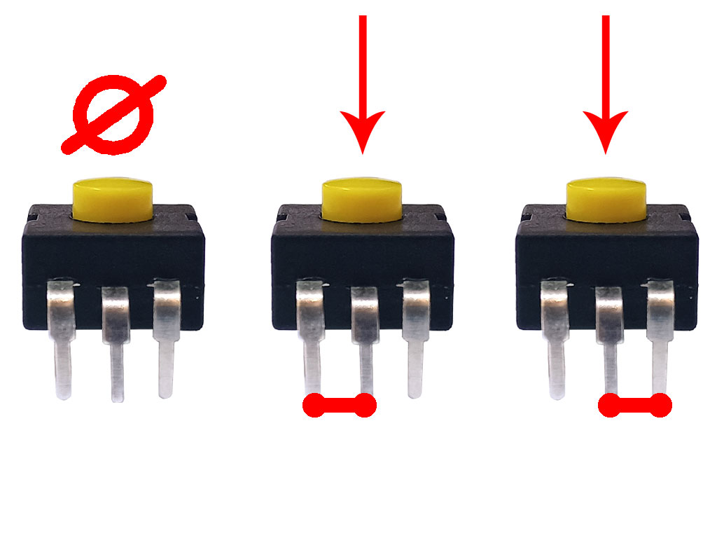 Tlačítko s aretací, izostat / mikro spínač / přepínač 3-polohový žlutý