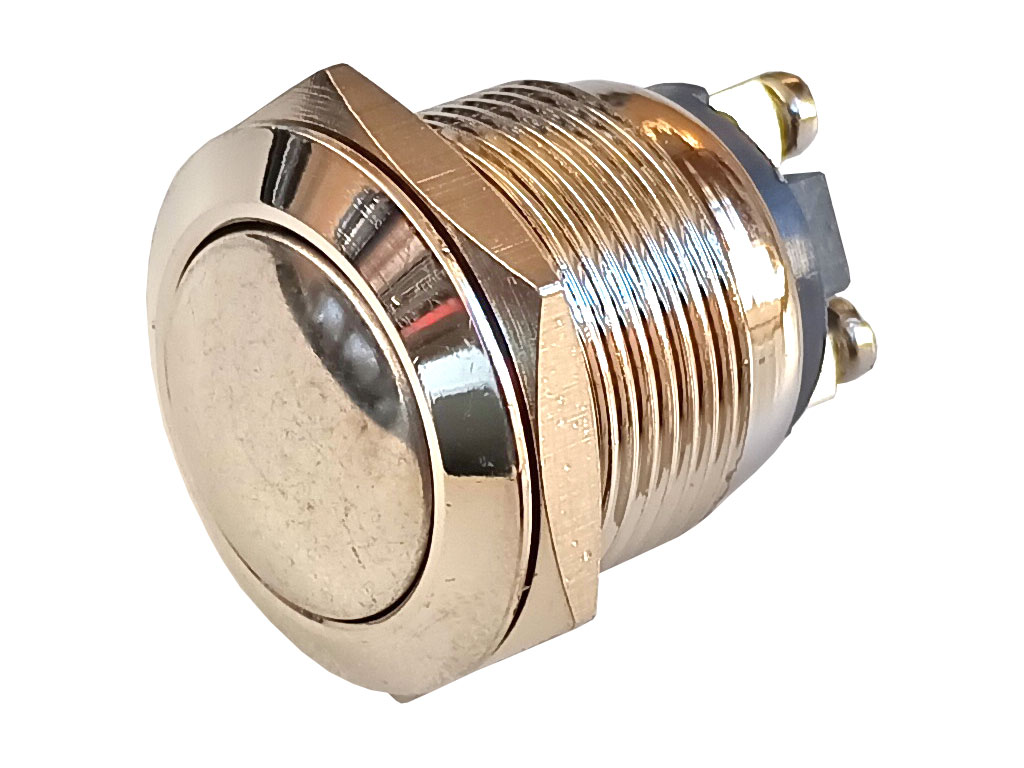 Tlačítko spínací kulaté, antivandal, stříbrné PBS-28B