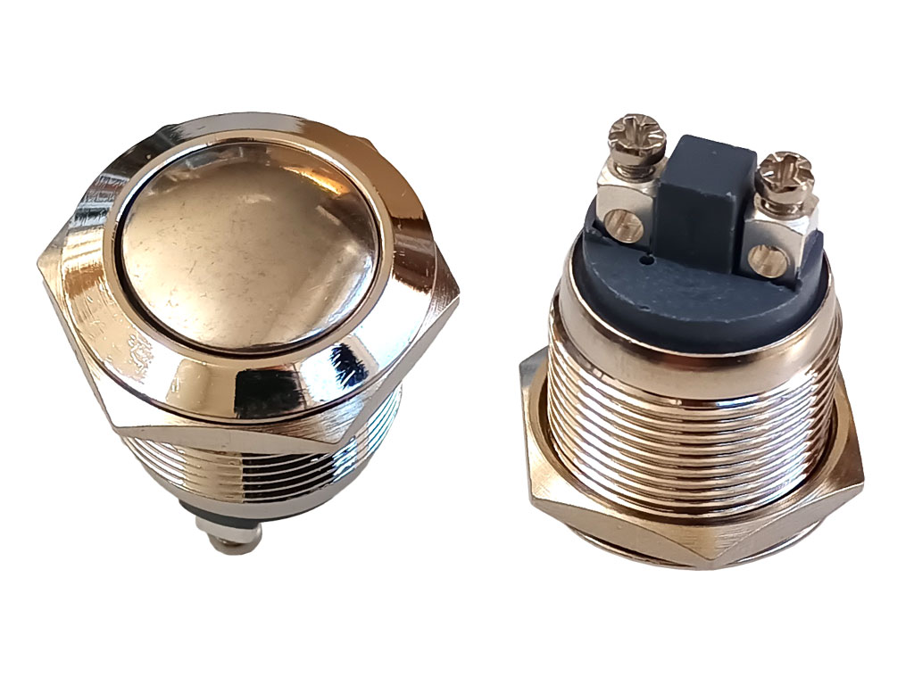 Tlačítko spínací kulaté, antivandal, stříbrné PBS-28B