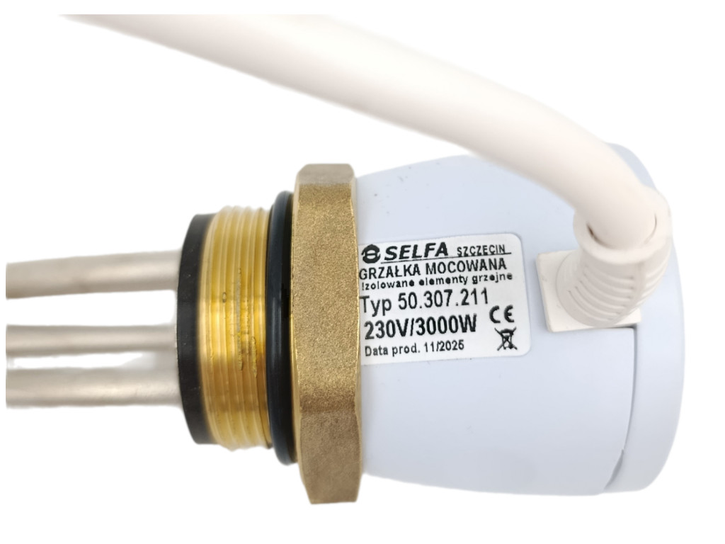 Topné těleso 3000 W 230 V s termostatem závit G 6/4" nikl