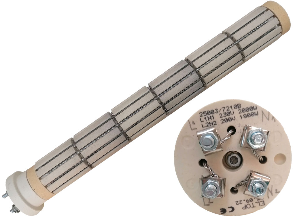 Topné těleso keramické 1800W / 200V + 2000W / 230V, suché topné těleso