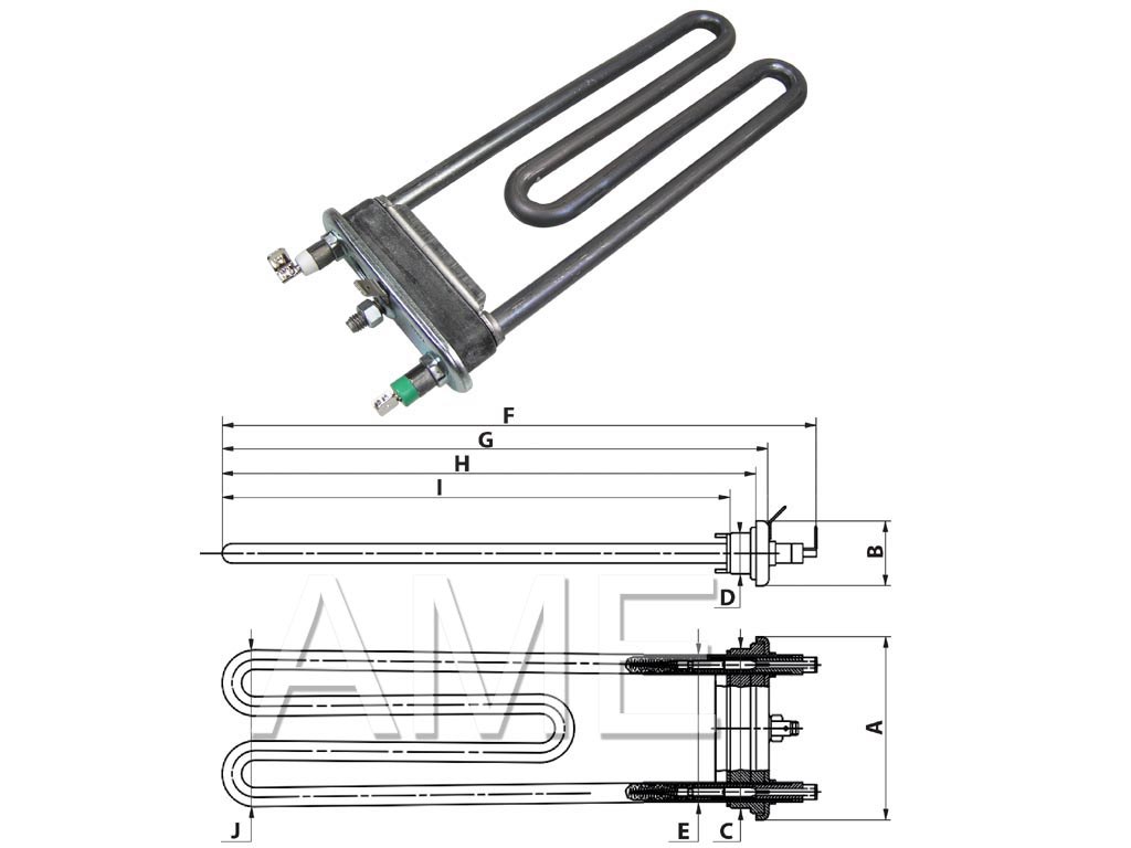 Topné těleso pračky 1700W / 230V C00086357 INDESIT