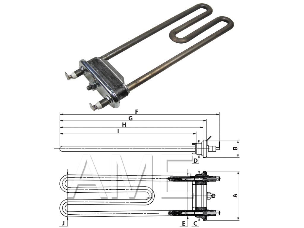 Topné těleso pračky AEG 50097175009, 50095739004, 50095261009, 159ZN01