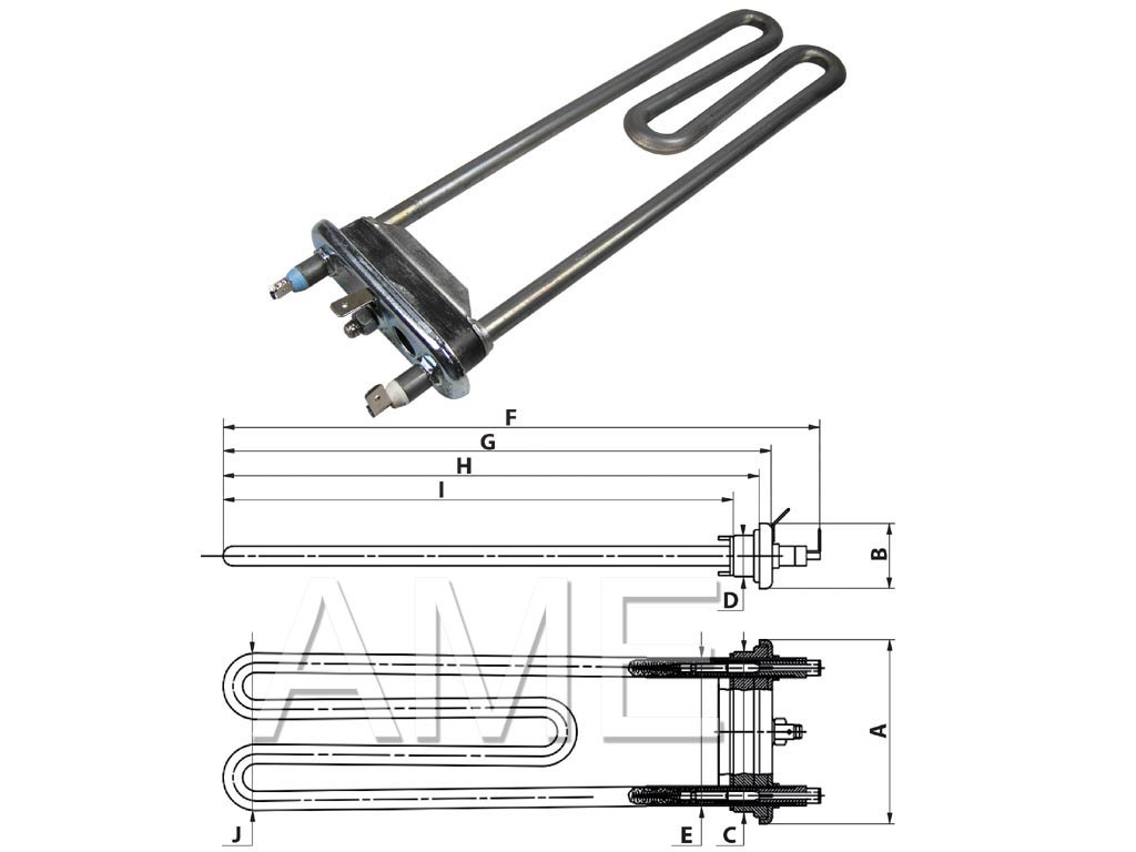 Topné těleso pračky s čidlem ARISTON, INDESIT C00083906 230V/1750W