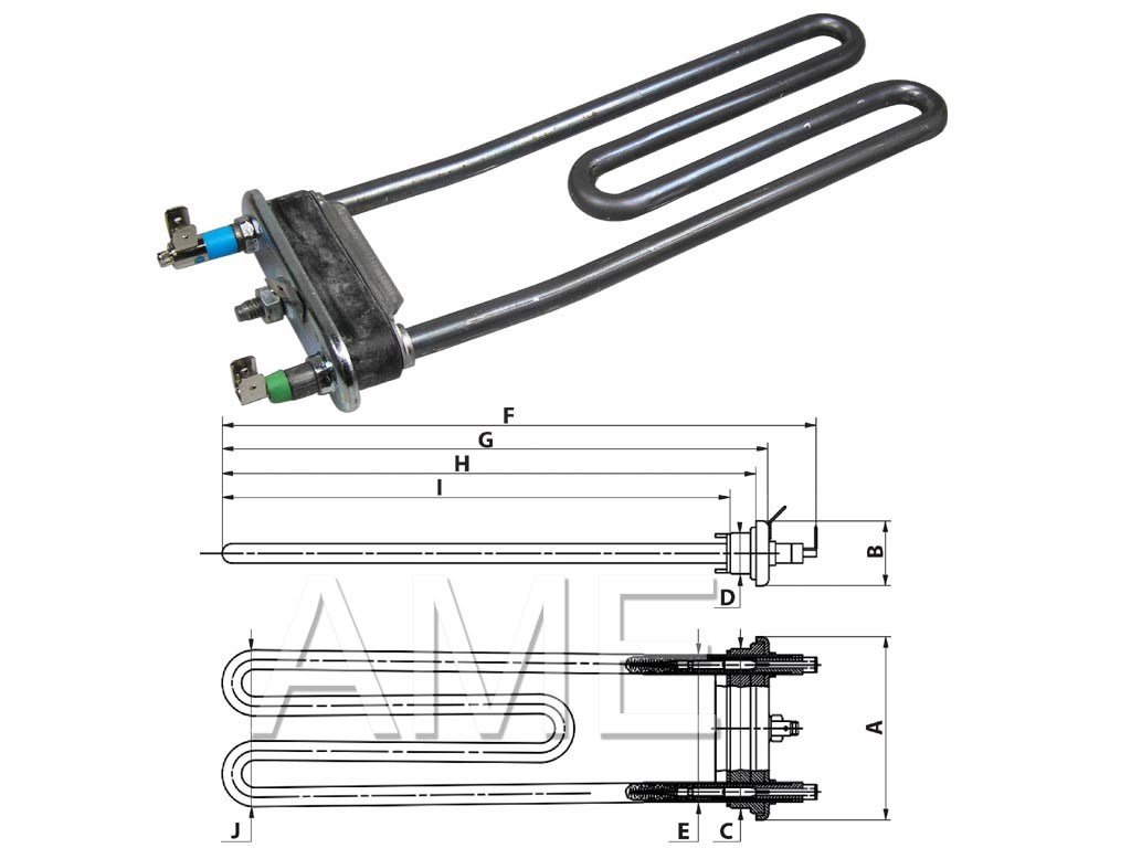 Topné těleso pračky s pojistkou INDESIT C00064556 1700W/230V