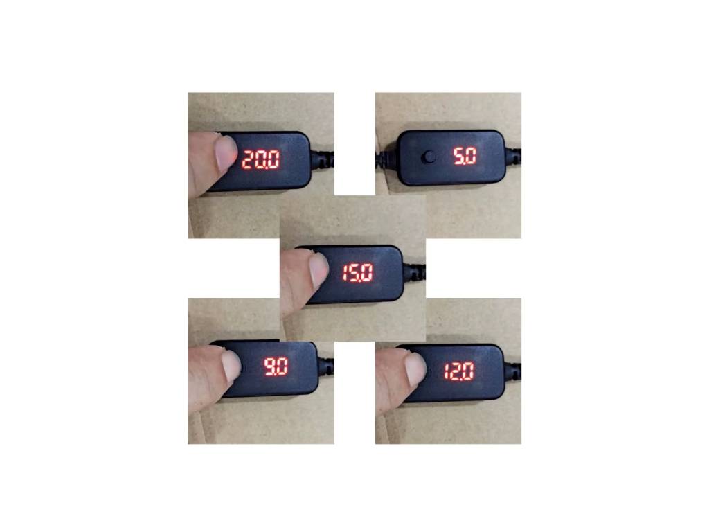 USB-C na 5.5x2.1mm PD trigger kabel, nastavitelné výstupní napějtí 5.0V, 9.0V, 12.0V, 15.0V, 20.0V dle možností PD zdroje   
