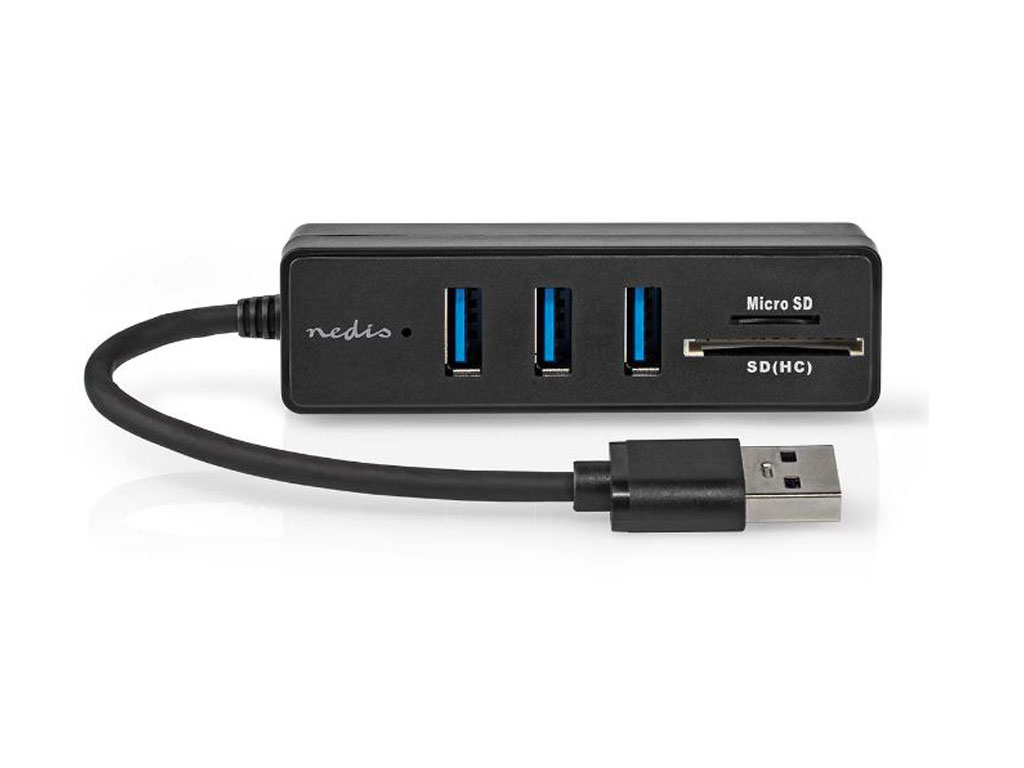 USB hub 3x USB A 3.2 gen1 + čtečka karet microSD a SD (MC) CCGB61250BK01 Nedis