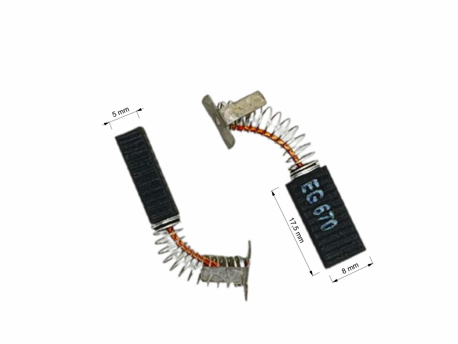 Uhlíky Protool 2ks, 5 x 8 x 17,5 mm, 627019, uhlíky do elektromotorů