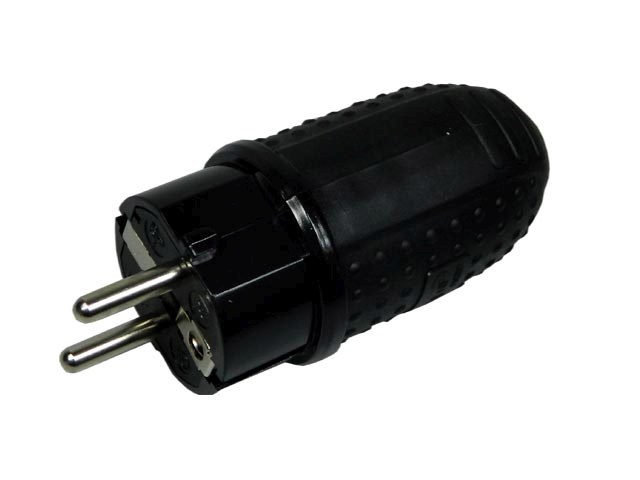 Vidlice síťová gumová do vlhka, přímá, IP44, černá P76