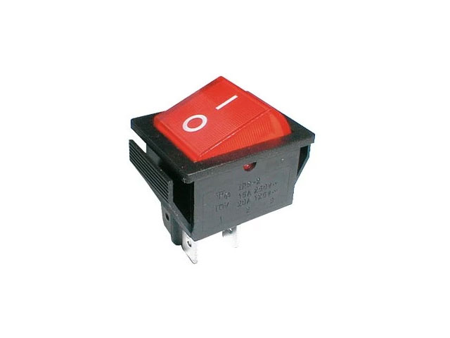 Vypínač kolébkový 2 polohový / 4pin ON-OFF 250V / 15A prosvícený červený