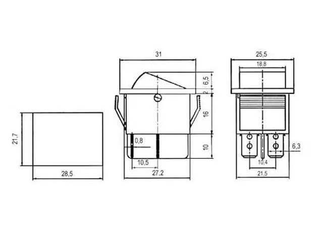 Vypínač kolébkový 2 polohový / 4pin ON-OFF 250V / 15A prosvícený zelený