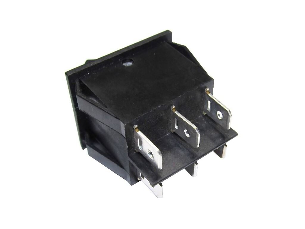 Vypínač kolébkový dvojitý, 250V / 15A,  WSR 9200, černý 2x ON-OFF, FASTON 6,3