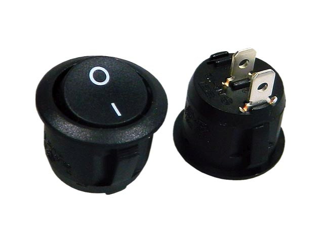 Vypínač kolébkový kulatý  SCI R13112A02BB2 černý ON-OFF