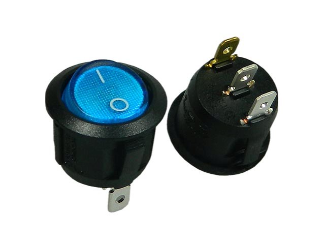Vypínač kolébkový kulatý SCI R13112B02BBL2N2 modrý ON-OFF