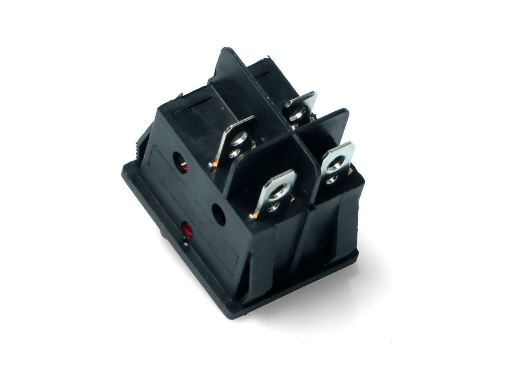 Vypínač kolébkový s podsvitem - červený 230V / 16A KCD4