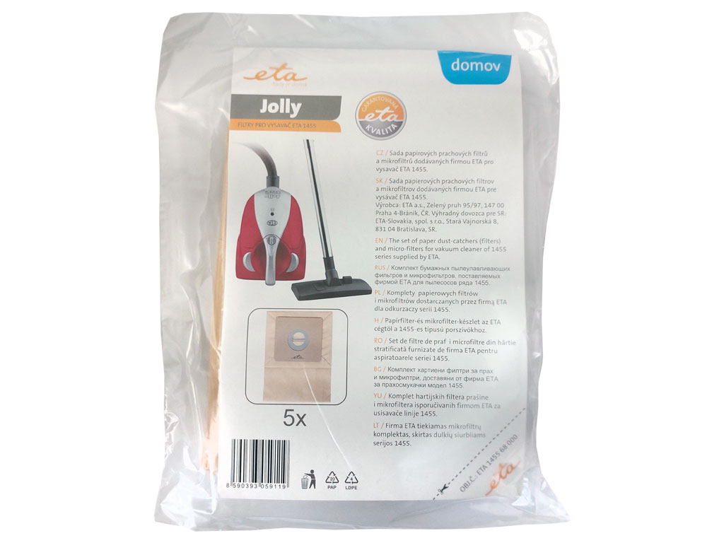Vysavačové sáčky a filtry papírové 5+2 ks, ETA 1455 6800