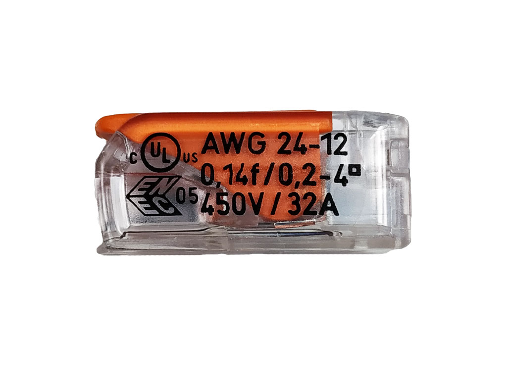 WAGO svorka krabicová 221-412 s páčkami, 2 x 4mm²