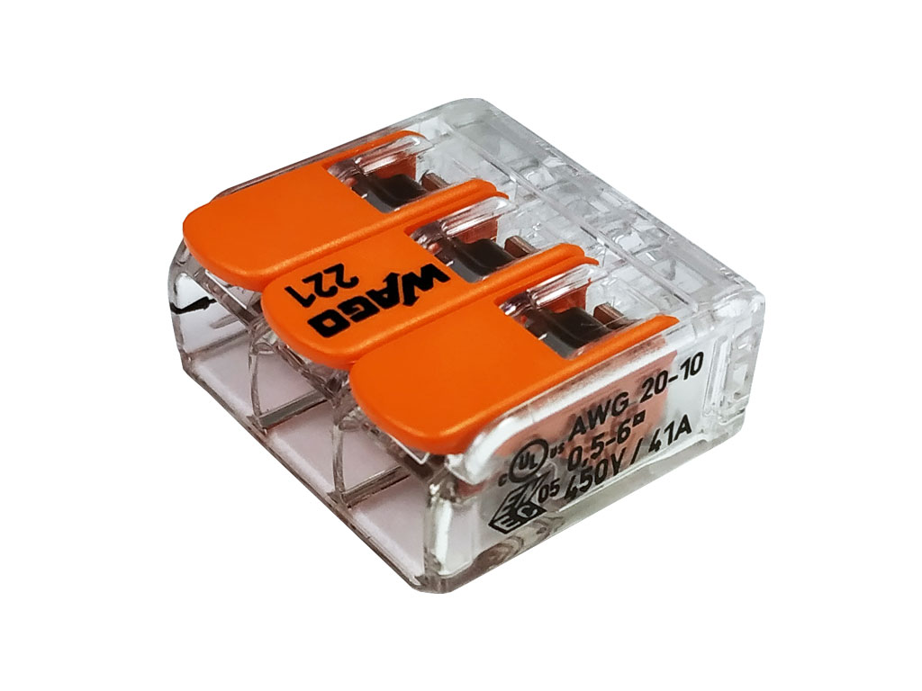 WAGO svorka krabicová 221-613 s páčkami, 3 x 6mm²