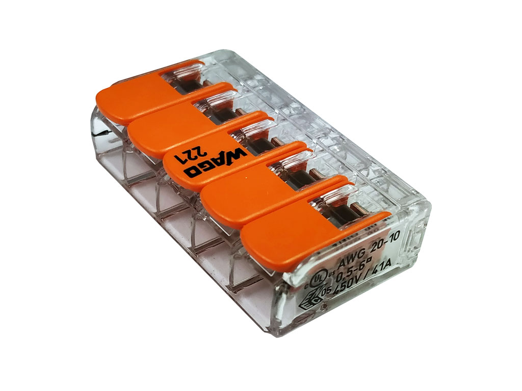 WAGO svorka krabicová 221-615 s páčkami, 5 x 6mm²