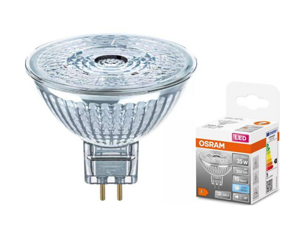 Žárovka LED MR16 / GU5.3, studená bílá, 12V 3,8W OSRAM LED STAR