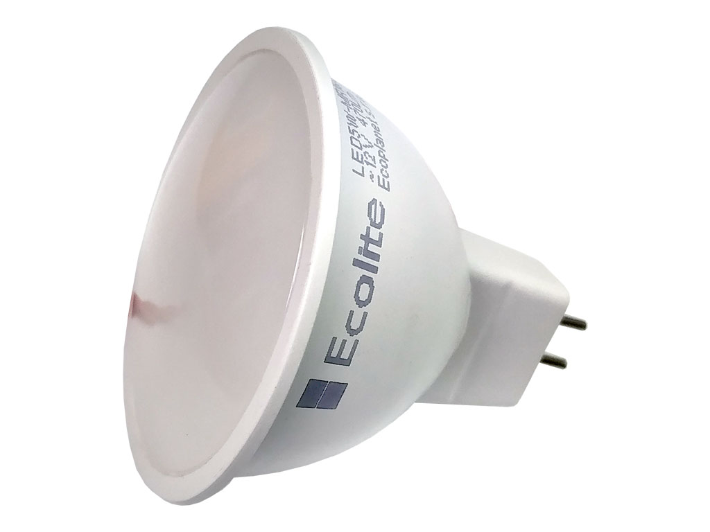 Žárovka LED MR16 / GU5.3, teplá bílá, 12V 5W Ecolite