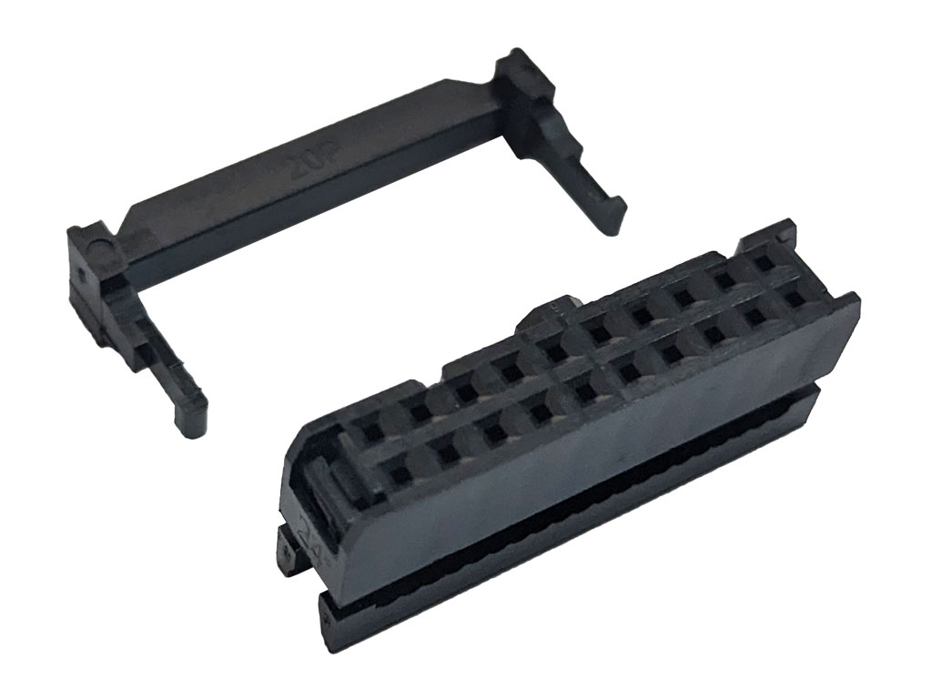 Zásuvka pozlacená, prořezávací 20 pin, pro plochý kabel, mechanický uzávěr