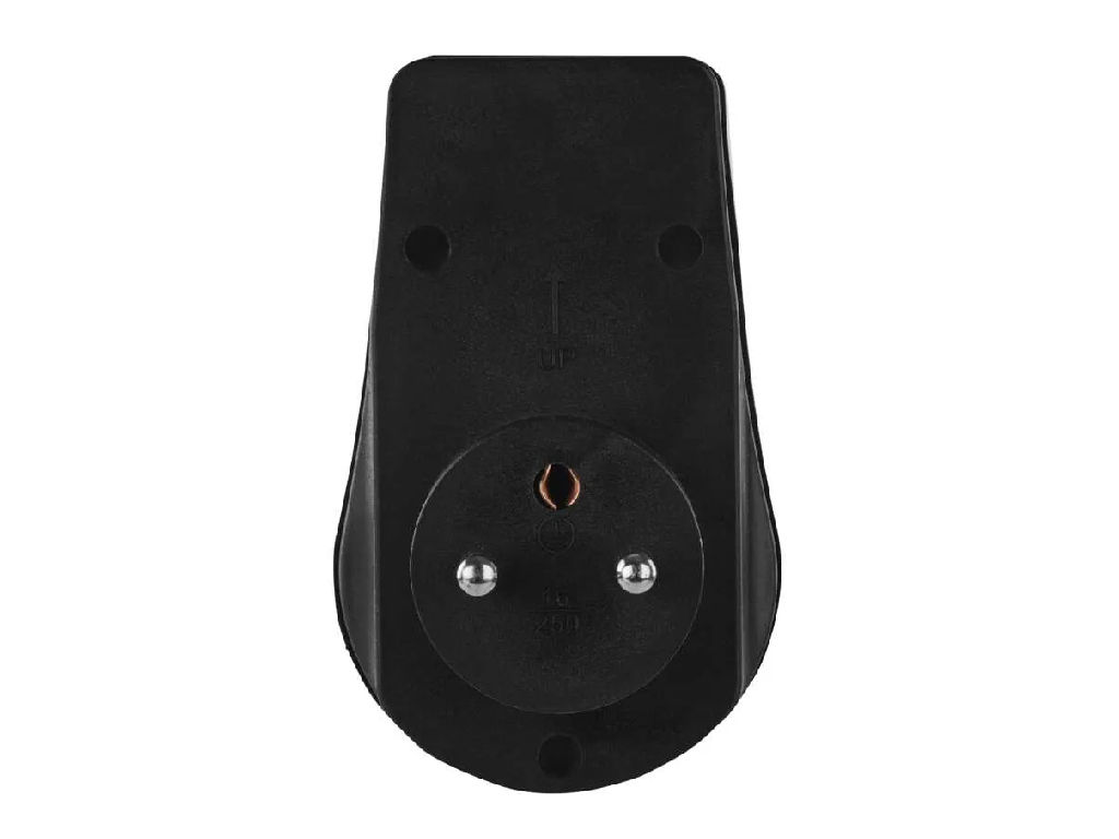 Zásuvka s vypínačem, IP44, černá