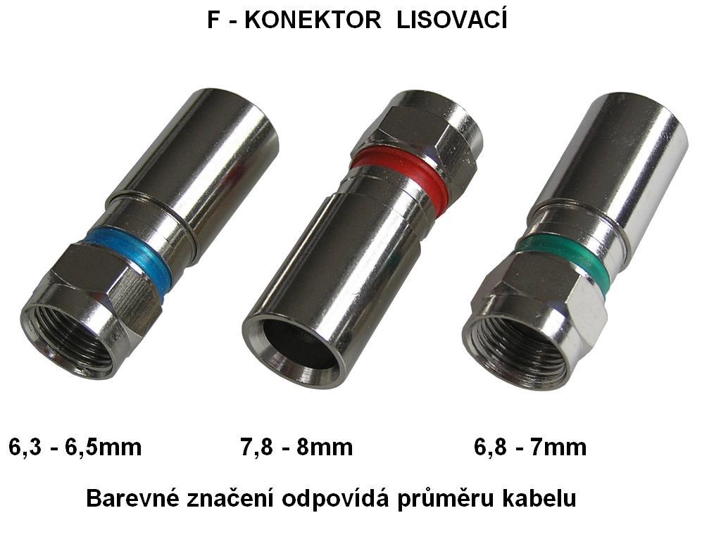 anténní F konektor kabelový 3.9 / 6.8mm krimpovací, lisovací -  zelený