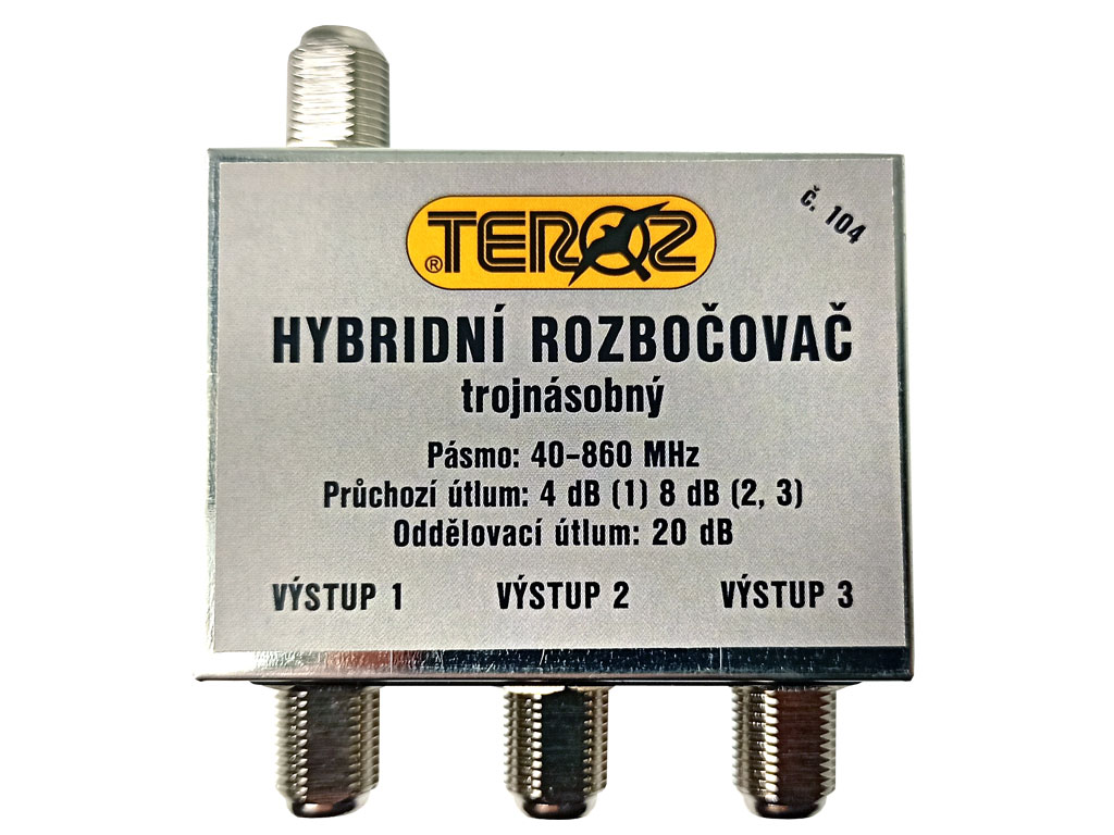 anténní hybridní rozbočovač TV s 3 výstupy č.104 F