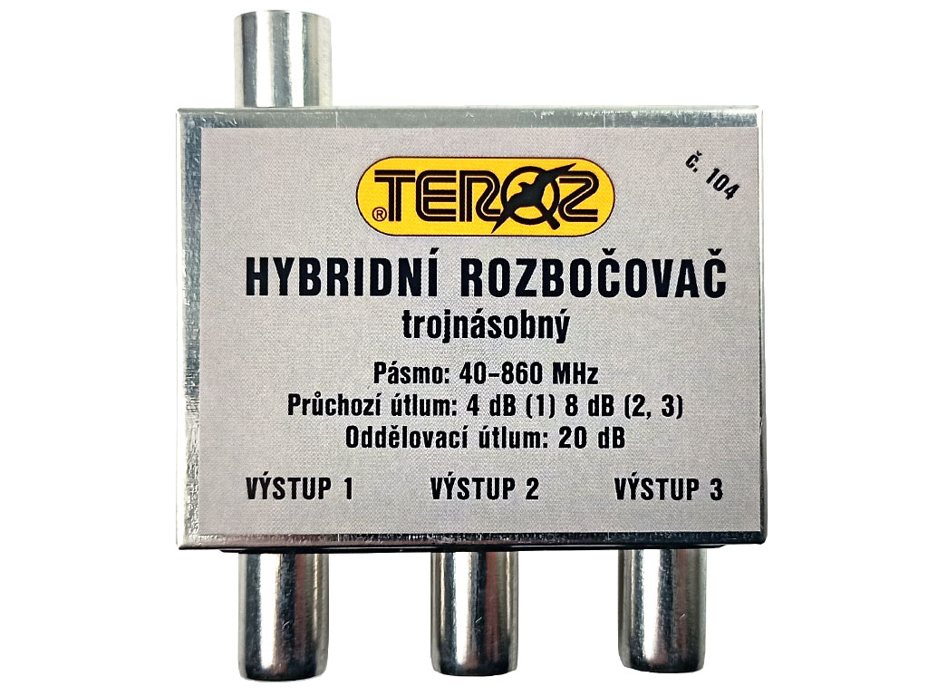 anténní hybridní rozbočovač TV s 3 výstupy č.104 IEC